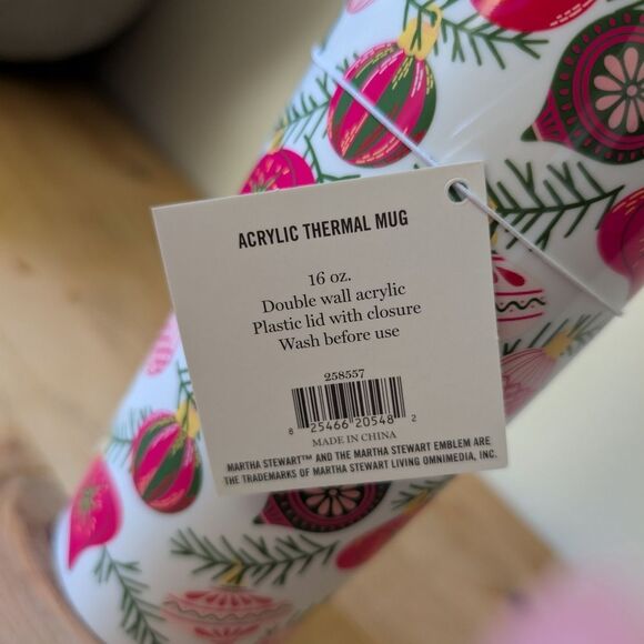 Martha Stewart Christmas Thermal Mug 16 oz NWT - Picture 3 of 3
